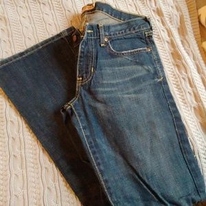 Abercrombie and Fitch boot cut, dark wash jeans.